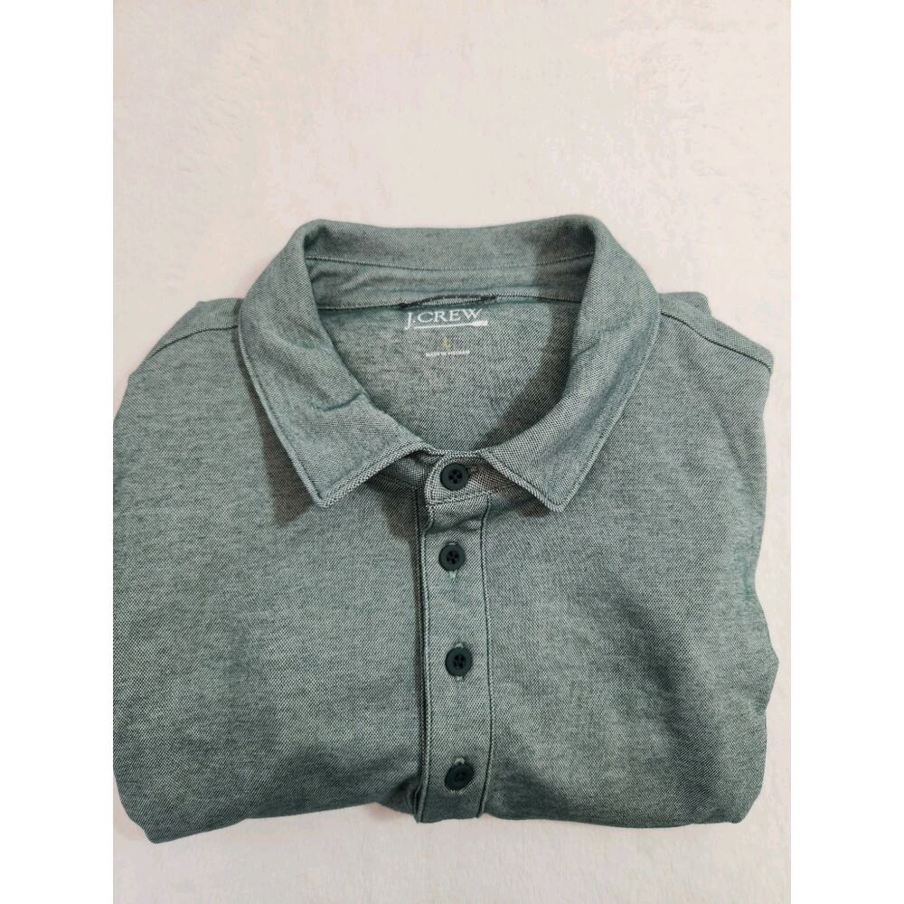 J.Crew Polo Shirt Mens Large Green Long Sleeve Golf Rugby Preppy Athleisure